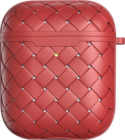 AirPods hoesjes van By Qubix - AirPods 1/2 hoesje PU Wave Series - soft case - rood Airpods Case Hoesje voor Airpods Airpods 1 Airpods 2 Hoes