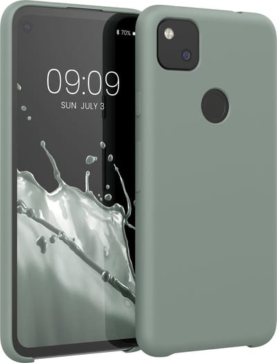 kwmobile telefoonhoesje geschikt voor Google Pixel 4a - Hoesje met siliconen coating - Smartphone case in Regenwashed groen