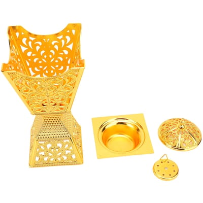 Wierookhars Wierookbrander Draagbaar Verfijnd Legering Binnen Aroma Brander voor Huis Zilver goud