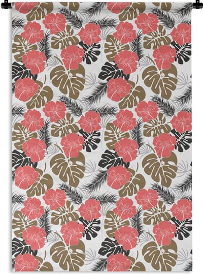 Wandkleed - Wanddoek - Exotische planten - Patronen - Hawaii - 120x180 cm - Wandtapijt