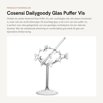 Dailygoods- Goblet Puffer Vis Vorm - Cocktailglas - Wijnglas - Drinkglas - Creatief Ontwerp - Premium Glasmateriaal