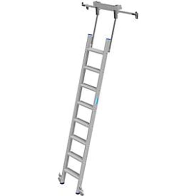Kastenladder met treden, aluminium, verrijdbaar, 8 treden