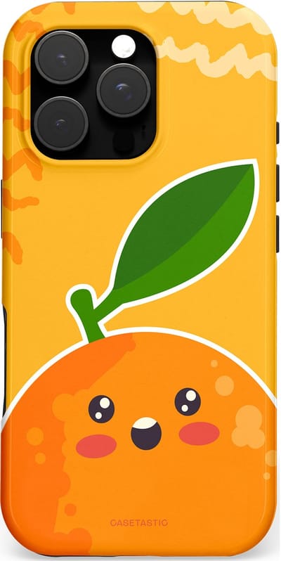 Casetastic hoesje geschikt voor Apple iPhone 16 Pro - MagSafe - Dubbellaagse bescherming - Vrolijke Sinaasappel - Fashion Case - Geel Oranje Beige