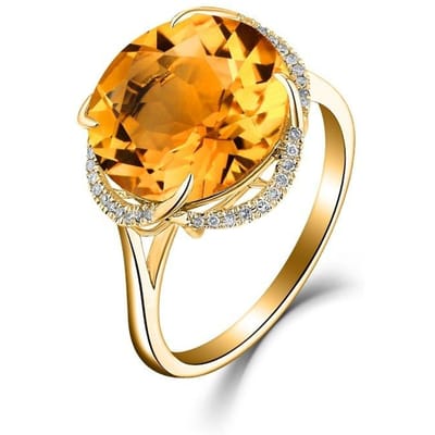 Wosikate Citrien 18K Goud Verguld Ingelegd Amethist Zeeblauw Topaas Ring Voor Vrouwen Koper Mode Sieraden Verlovingsvinger Ring resizable orange