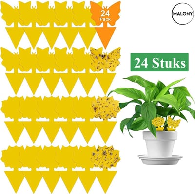 Vliegenvanger Set 24 Stuks - Fruitvliegjes Vanger - Rouwvliegjes Bestrijden - Insectenvanger - Plakstrips Dubbelzijdig