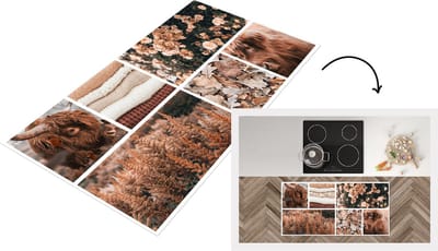 Keukenloper - Loper keuken - Schotse hooglander - Collage - Herfst - 120x60 cm - Keukenloper vinyl