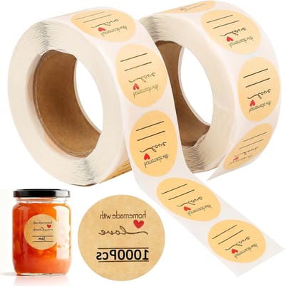 1000 Stuks Zelfklevende Kraft Labels voor Potjes, Ronde Stickers voor Cadeaus, Handgemaakte Etiketten voor Trouwen en Decoratie