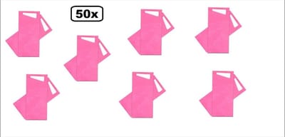 50x Bestekzakjes Fuchsia/pink met wit servet -Fout feest bestekzakje festival restaurant thema feest tafel dekken chic gala huwelijk