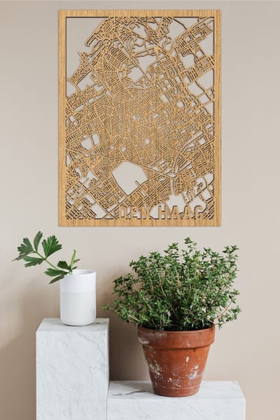 Houten Stadskaart Den Haag Eikenhout 100x75cm Wanddecoratie Voor Aan De Muur City Shapes