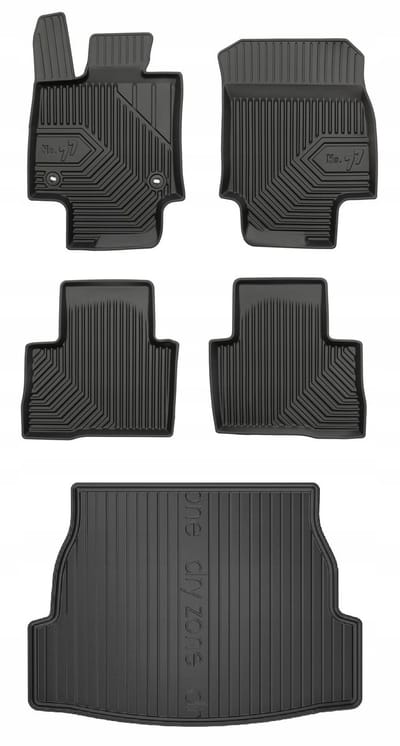 Frogum Voordeelset - Premium Automatenset No.77 + Dry Zone Kofferbakmat - Geschikt voor Suzuki Across (vanaf 2020) - Hoge laadvloer met organizer - TPE Rubber - Zwart