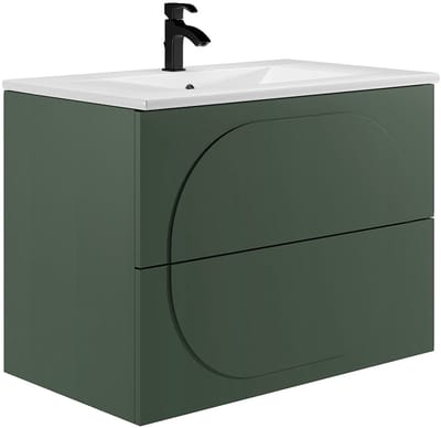 Vente-unique Zwevend badkamermeubel met inbouwwastafel - Groen - 80 cm - VUTOMA