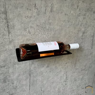 Wijnfleshouder voor aan de Muur – 1 Fles | Staal | Zwart Gecoat | Weterings Store