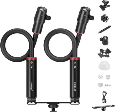 Macro Fotografie LED Verlichting - 2-Pack, Verstelbare Stralingshoek, 5 Kleuren, Hoge CRI en TLCI, Flexibele Lichtoplossing met Koude Schoen, Klem, Diffuser, Spotlight en Barndoor voor Creatieve Opnames
