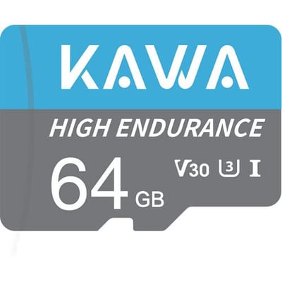 KAWA 64 GB microSDXC-geheugenkaart, microSD-kaart met hoge duurzaamheid voor videobewaking, A1, U3, Class 10, V30, TF-kaart met hoge snelheid voor