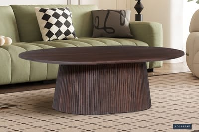 Salontafel 'Miguel' 120 cm Ovaal Mango Hout Donkerbruin