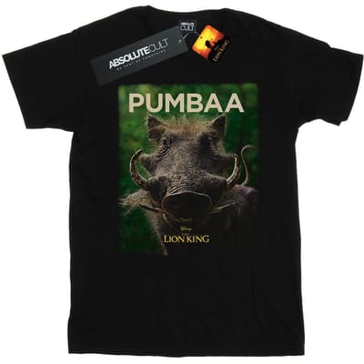 Disney Meisjes The Lion King Film Pumbaa Poster Katoenen T-Shirt (Zwart)