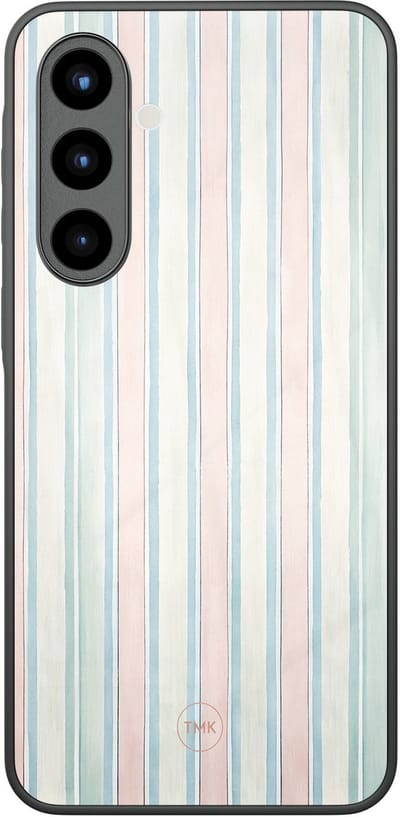 Hoesje geschikt voor Samsung Galaxy A56 - Pastel strepen - Multi - TPU luxe case (glossy toplaag) - Gestreept - Hardcase backcover zwart