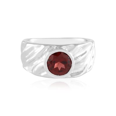 Cavill - Zilveren Ring Mozambique Granaat 1 314 ct - 925 Sterling Zilver - Platina Geplateerde Bezelzetting - Modern Elegant Sieraad Dames