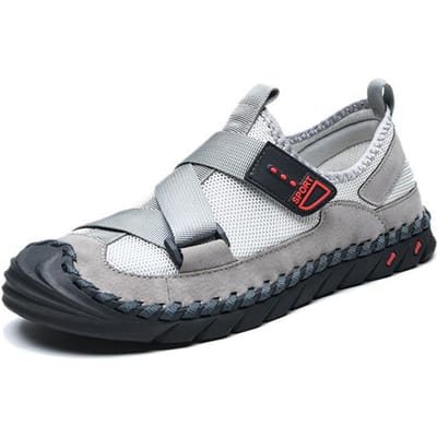 Nieuwe Zomer Gesloten Mesh Herensandalen Heren Zomer Bovenkleding Zachte Zool Leer Outdoor Holle Gaten Schoenen 42