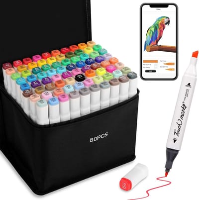 Alcohol Markers - Alcohol Markers Set - 80 Kleuren - Sneldrogend & Multifunctioneel - Inclusief App Ondersteuning - Voor Kunstenaars en Creatieve Geesten