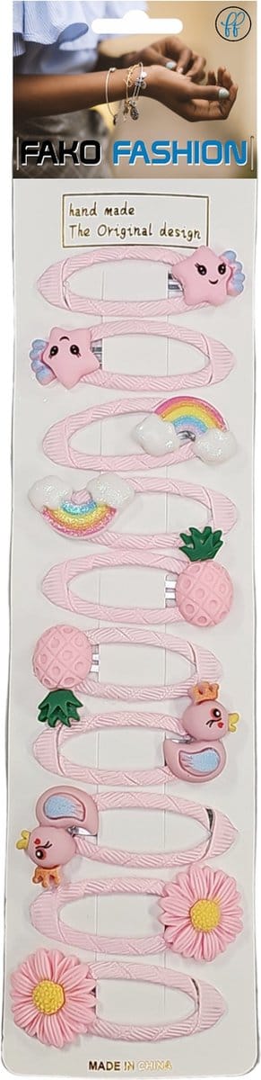 Fako Fashion - 10 Haarspeldjes Op Kaart - Haarclips Voor Meisjes - 10 Stuks - Happy - Mix
