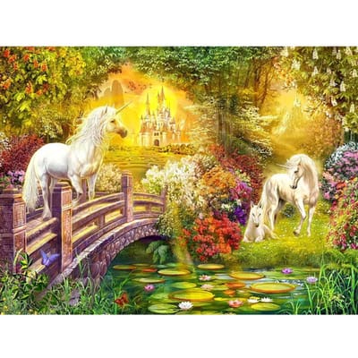 5D DIY ronde diamant schilderij Eenhoorn diamant borduurwerk foto door strass decoratie Needwork 20X30CM yellow