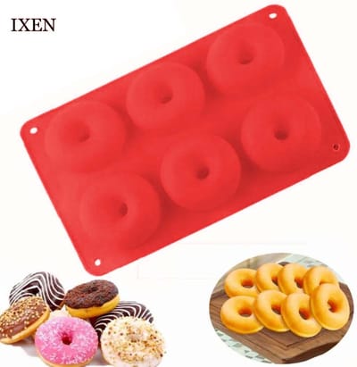 Siliconen Donutvorm - Rood - Donut Bakvorm - Extra Stevig - 6 Donuts - Zelf Donuts Bakken - Donuts - IXEN