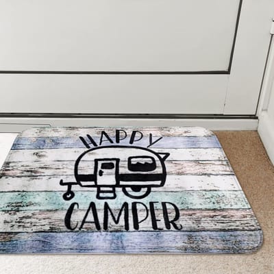 Happy Camper Antislip Deurmat Badmat Entreekleed voor Voordeur Keukenvloer Badkuip Slaapkamer Huisdecoratie Tapijt 50X80CM