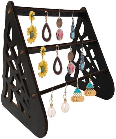 Allecto - Sieradenhouder - Houten Oorbellen - 36 Compartimenten - Spider Web Design - Organizer voor Sieraden - Perfect voor Opberging - Ideaal voo...