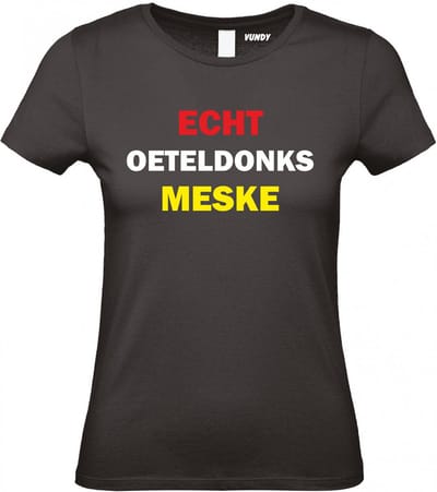 Dames t-shirt Oeteldonks Meske | Carnavalskleding | Foute Party | Zwart | maat XXL