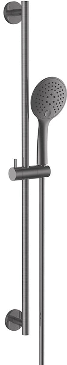 Wiesbaden Unimatch glijstangset compleet met handdouche 3 standen diameter 12 cm gunmetal
