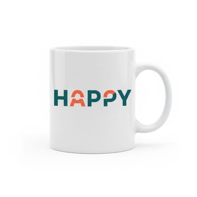 Happy – Minimalistische Positieve Quote Koffiemok 330 ml