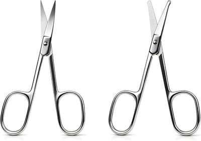 Professionele wenkbrauwschaar met afgeronde punt en spiegelglans, set voor precisie en gemak in make-up en neushaarverzorging, eenvoudig te reinigen