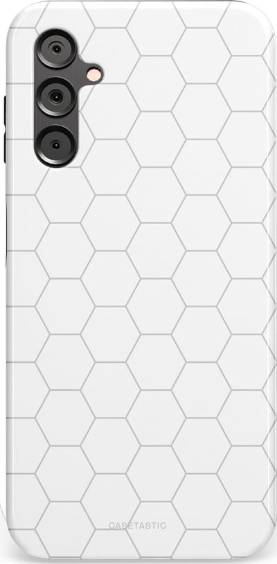 Casetastic Hoesje Geschikt voor Samsung A14 (5G/4G) - Stijlvolle Beschermende Duo-layer Case - Zilverraat
