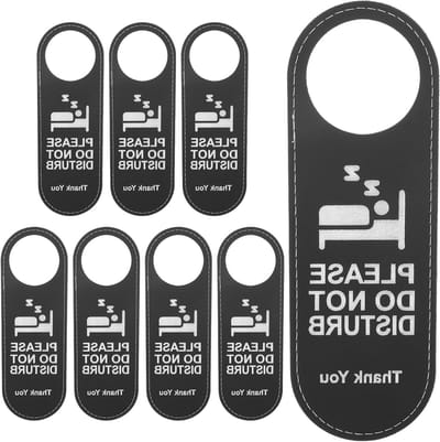 Deurbordjes Niet Storen - Privacy hangers - Privacy waarborgen - Dubbelzijdig PU-leer - 24x8 cm - Zwart