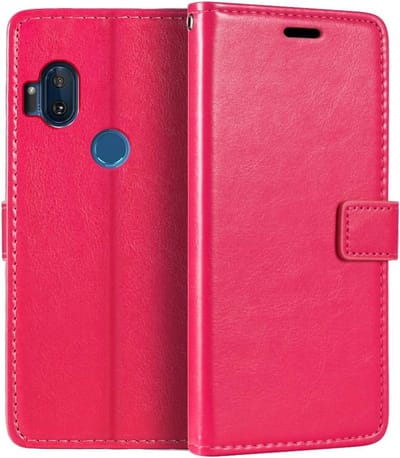 Portemonnee Bookcase Hoesje Geschikt voor: Motorola Moto One Hyper - Roze