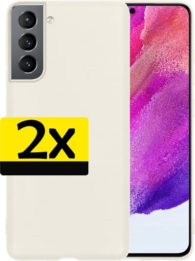 Hoesje - 2 Stuks - Geschikt voor Samsung Galaxy S21 FE - Sterk & Shockproof - Case Siliconen - Back Cover - Telefoon Hoes - Telefoonhoesjes - Wit
