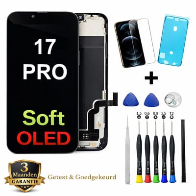iPhone 17 Pro OLED Scherm Vervanging – Premium Soft OLED Display – Inclusief Complete Reparatieset, Gereedschap, Screenprotector en Plakstrip