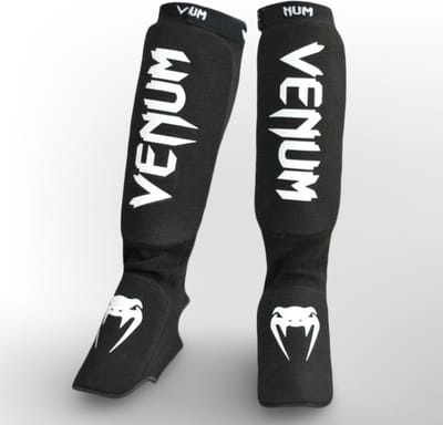 Venum Kontact Scheenkousen - Zwart/Wit – One Size