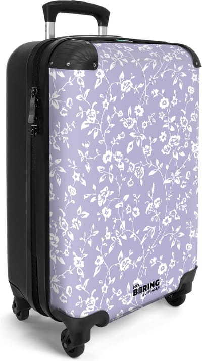 NoBoringSuitcases.com® - Handbagage paarse koffer lichtgewicht - Reiskoffer trolley - Rolkoffer met wieltjes - Travel suitcase - Reistrolley cabine - Past binnen 55x40x20 en 55x35x25