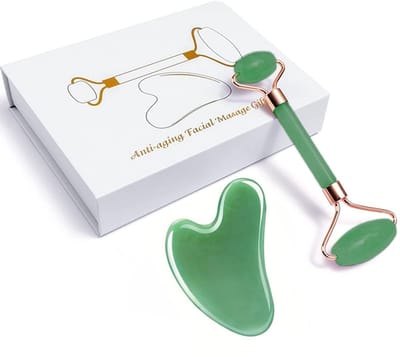 Allecto - Gua Sha Tool - Guasha Massage Tool - Verlicht rimpels en oogwallen - Groene jade - Gezichtsverzorging - Natuurlijke jade steen - Geschikt..