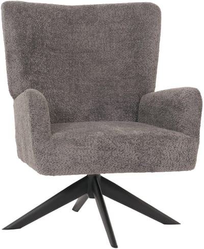 Lounge fauteuil MCW-N65, cocktail fauteuil gestoffeerde fauteuil relaxfauteuil, draaibaar, stof/textiel chenille metaal ~ donkergrijs