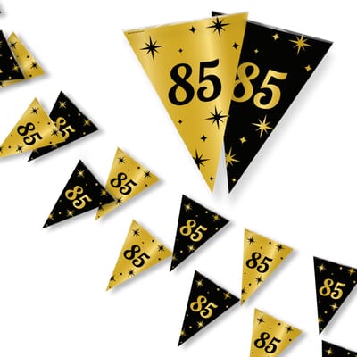 LUQ - 85 Jaar - Slinger - Leeftijd - Versiering - Verjaardag - decoratie - Feest - Hangdecoratie - Goud/Zwart