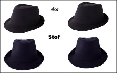 4x Gleufhoedje trendy zwart stof - Thema feest festivalAl capone maffia gangster party themafeest