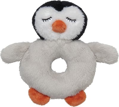 Nature Planet Dieren baby rammelaar - pinguin - pluche - 10 x 15 cm - speelgoed