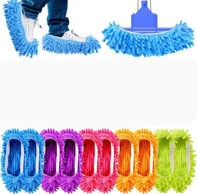 10-pack mopschoenhoezen- Mopschoenen- Schoonmaakpantoffels - Wasbaa - Herbruikbaar - Antislip- Slijtvast - Decontaminatie -Luie mopschoenhoezen-Kantoorbadkamerkeuken Schoonmaakbenodigdheden-Eén paar in de kleuren oranje, roze, blauw, groen en paars