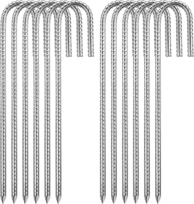 Tentharingen verzinkt 12-delig grondanker tentaccessoires - campingtent camping schommel - trampolineliften - 8 mm x 30 cm
