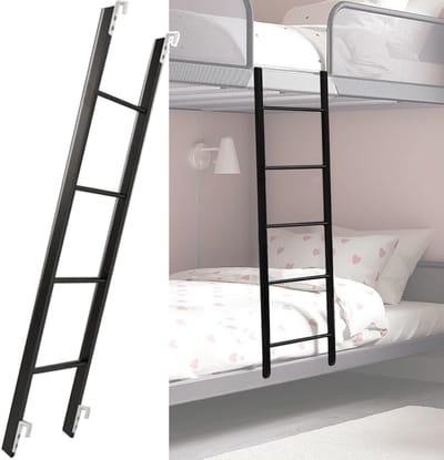 Bedladder Metaal - Stapelbed Ladder - Veilig Instappen - Antislip Oppervlak - Tot 150 cm - Zwart