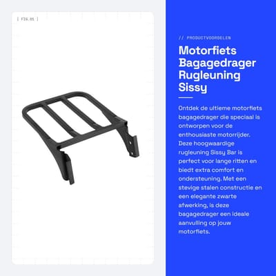 Dailygoods- Bagagedrager Stalen Motorfiets - Rugleuning Sissy Bar - Geschikt voor XL/FLST/FLSTC/FLSTSC - Hoogwaardig Staal - 100% Gloednieuw - Zwart