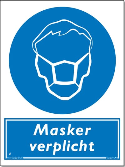 Masker verplicht bord - Aluminium - 30 x 40 cm